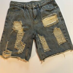 Distressed Denim Shorts